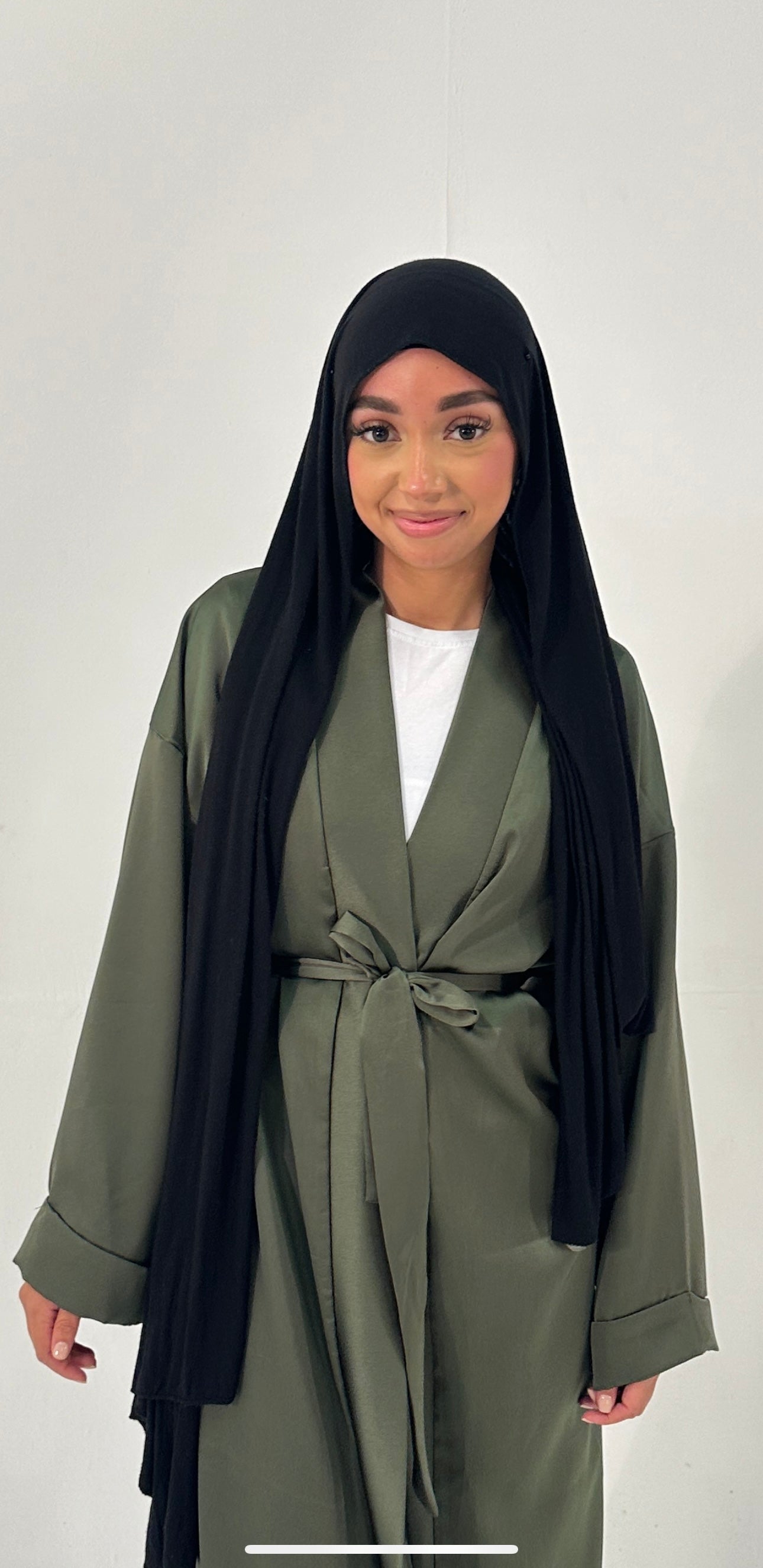 Emerald Dream Satin Belted Abaya