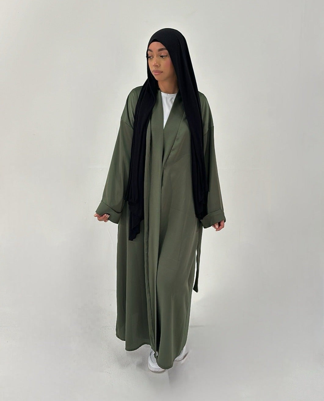 Emerald Dream Satin Belted Abaya