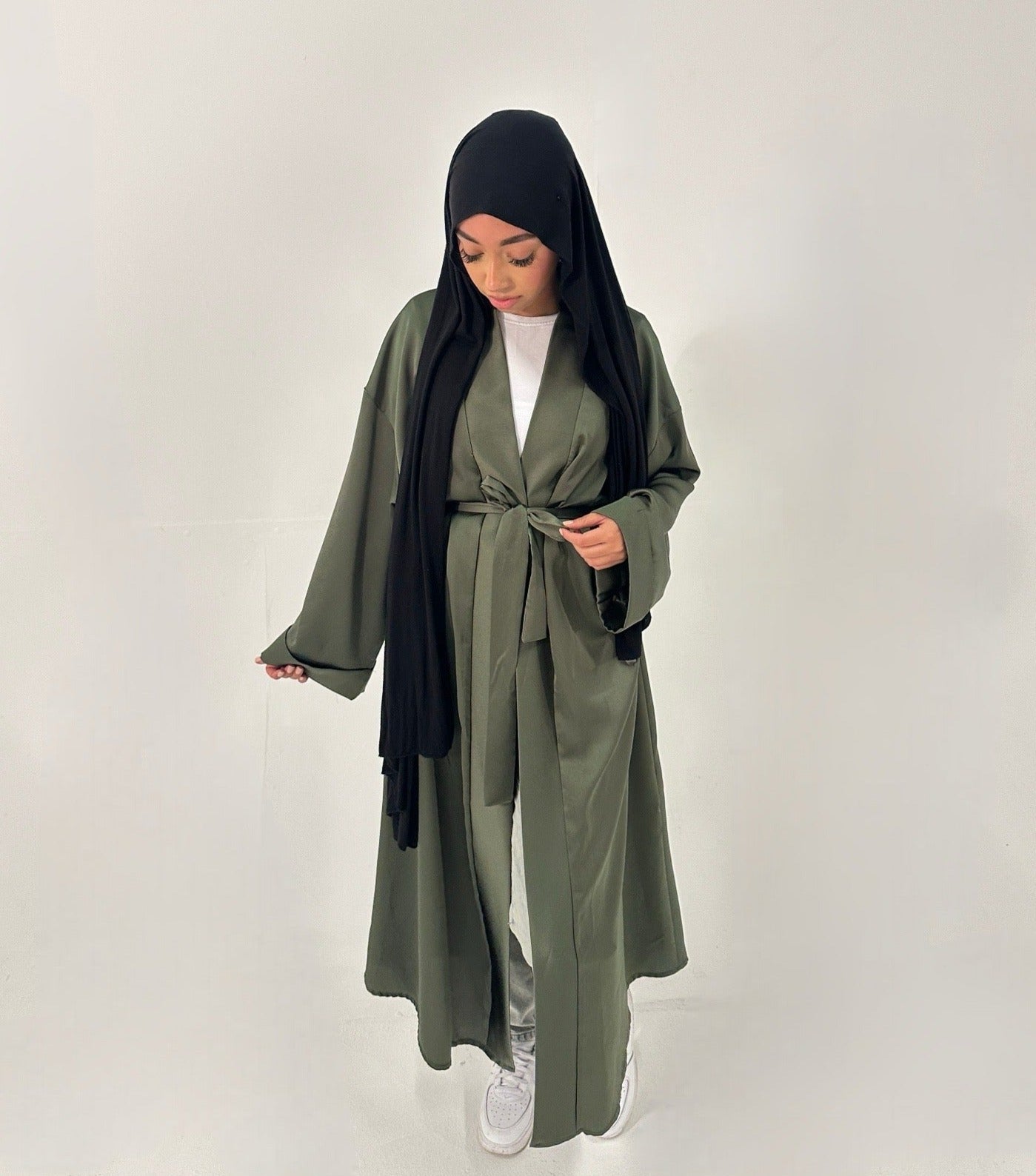 Emerald Dream Satin Belted Abaya