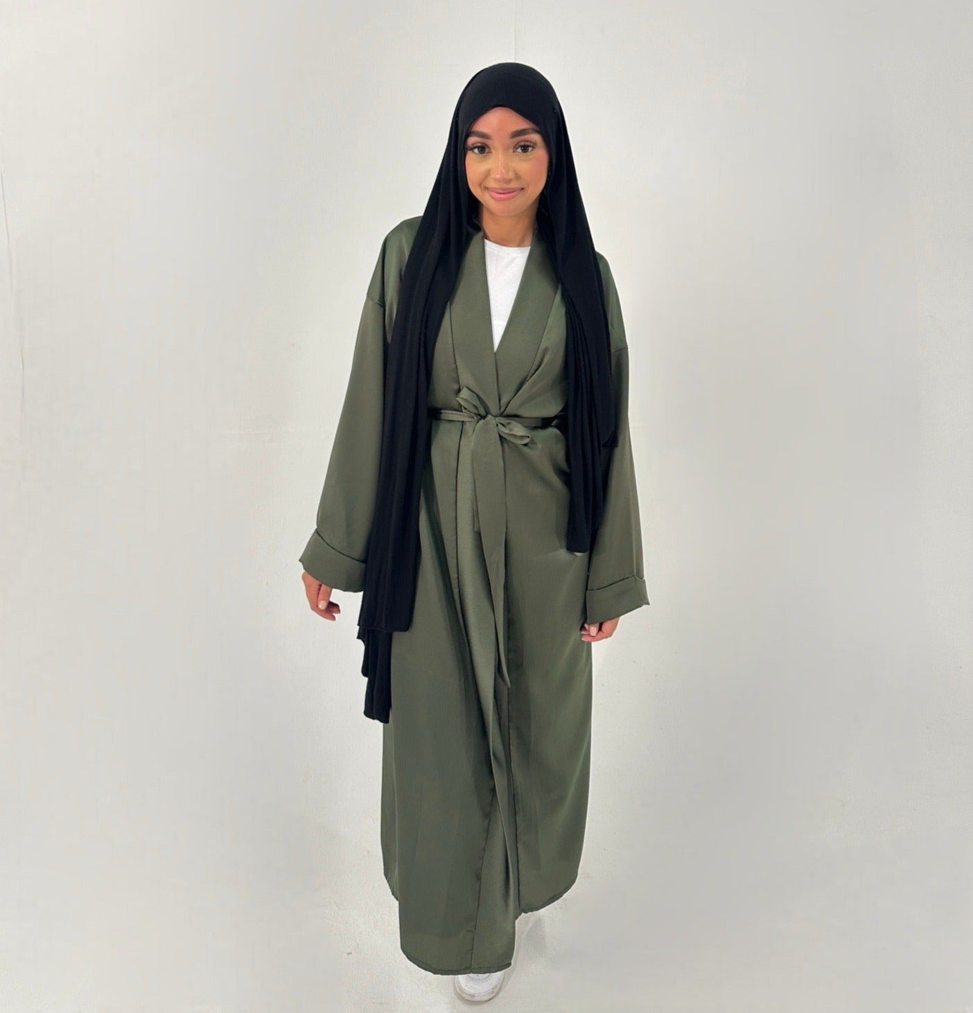 Emerald Dream Satin Belted Abaya