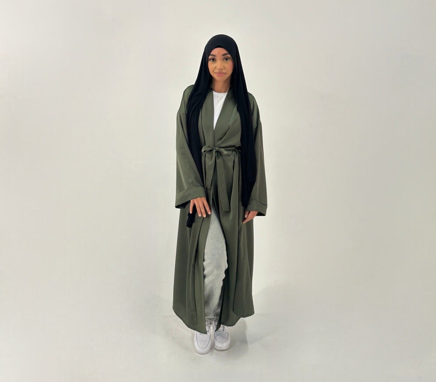 Emerald Dream Satin Belted Abaya