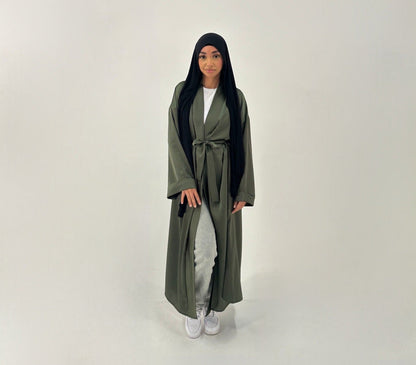 Emerald Dream Satin Belted Abaya