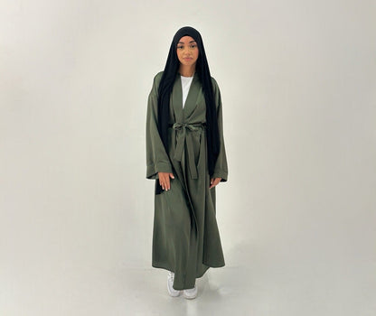 Emerald Dream Satin Belted Abaya