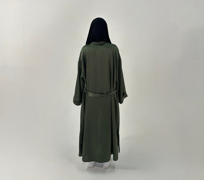 Emerald Dream Satin Belted Abaya