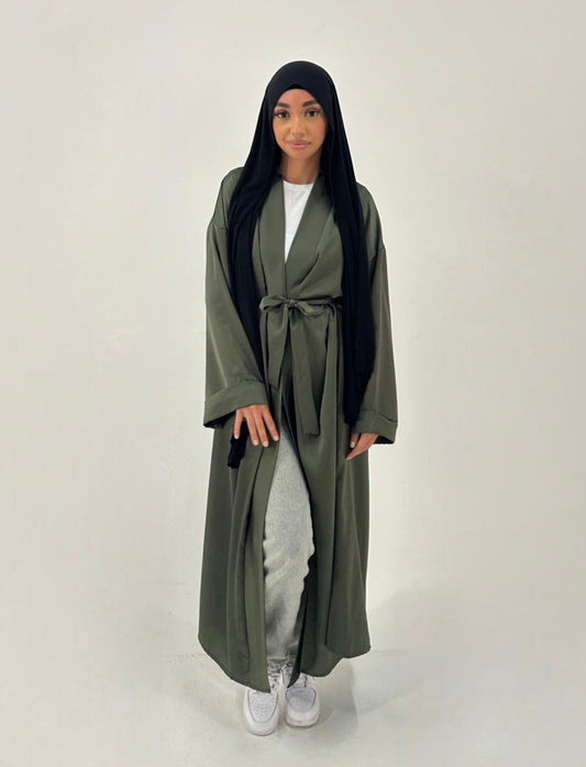 Emerald Dream Satin Belted Abaya